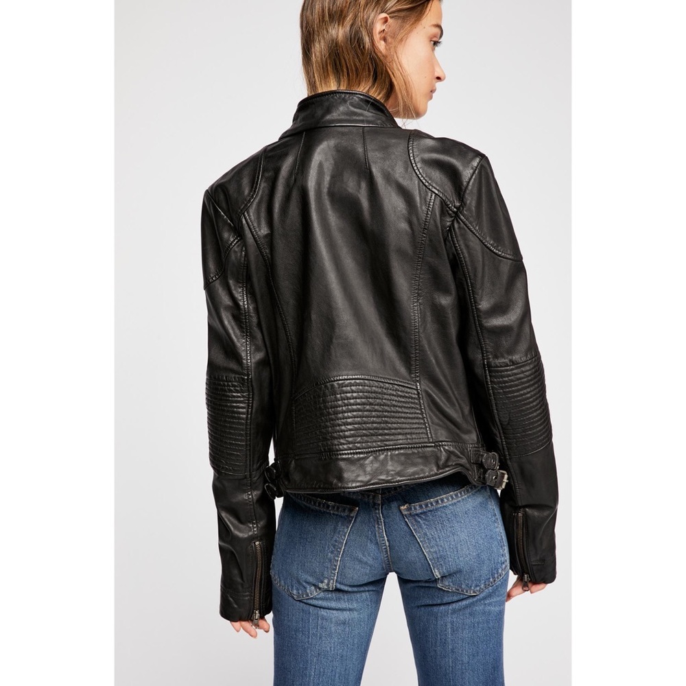 Free People Fitted and Rugged Leather Jacket - Picture 4 of 4